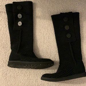 Ugg High Tall Sweater Boots 3 button Black size 9 Classic Cardy